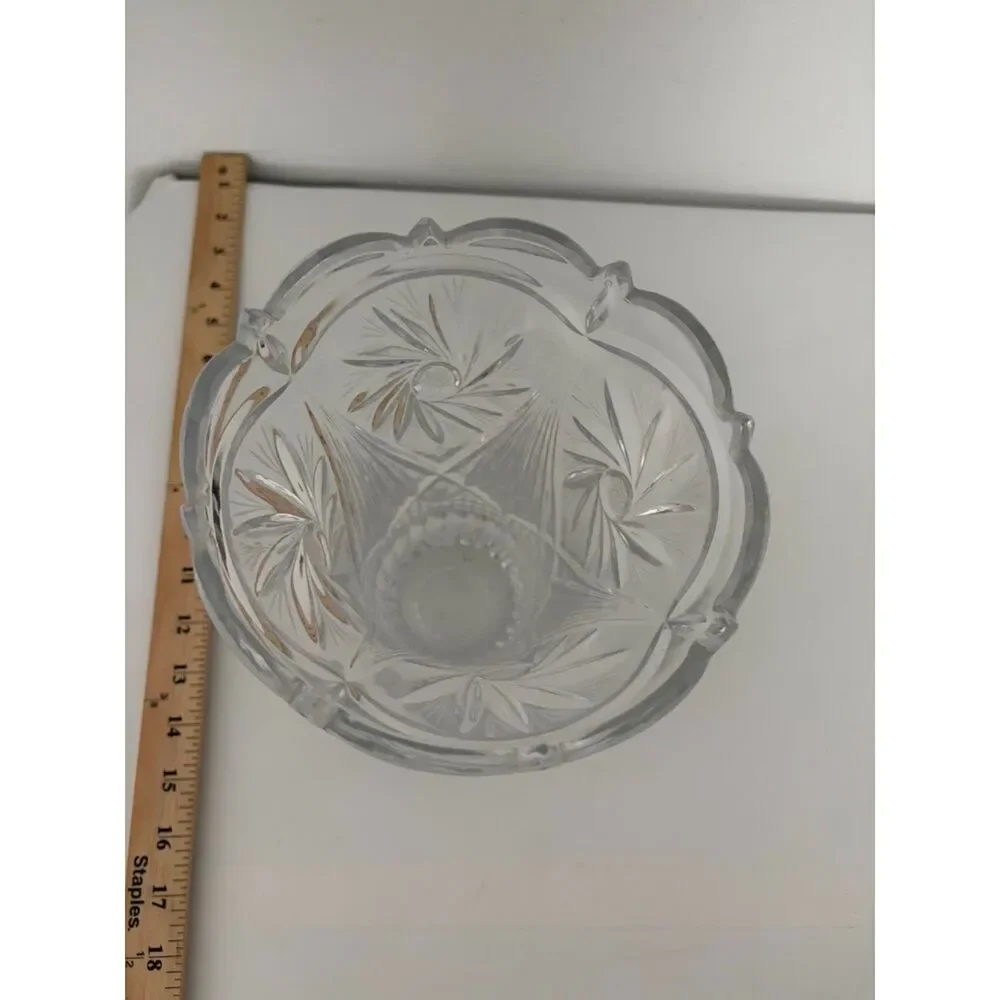 vtg 24% lead crystal pinwheel pattern heavy cut vase